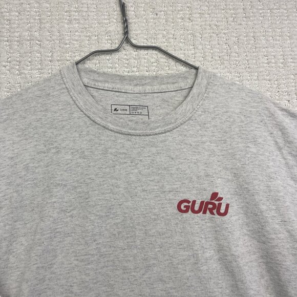Guru Energy Long Sleeve Promo T-Shirt Men’s Sz L Gray Red Graphic Advertising - Picture 3 of 14